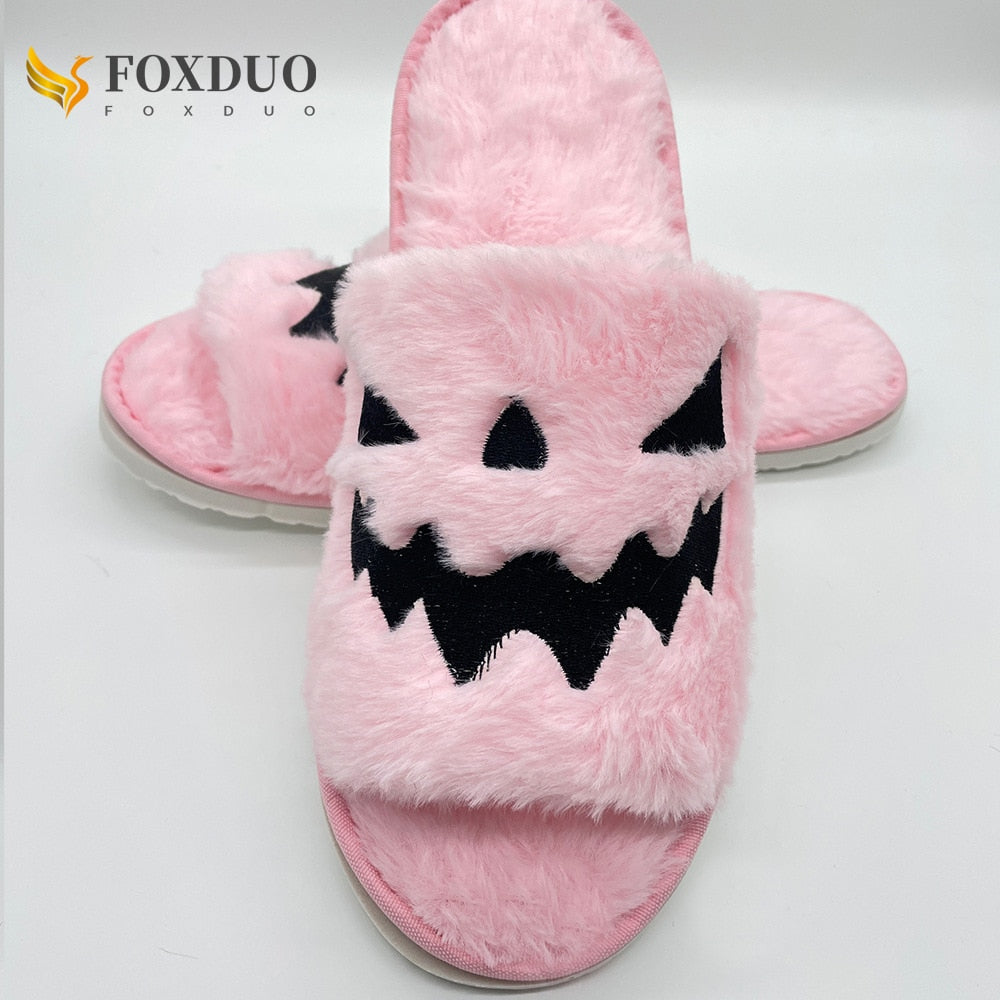 Kawaii Pink Halloween Pumpkin Slippers