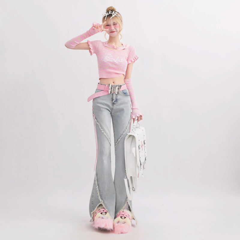 Person wearing a pink top and cute jeans
