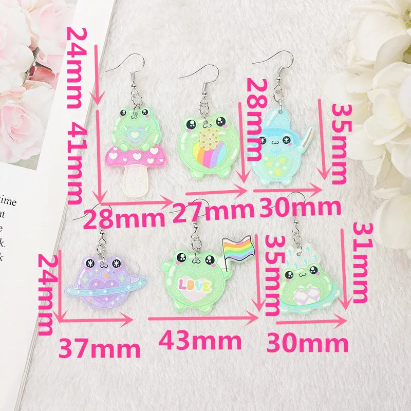 Kawaii Frog Acrylic Earrings