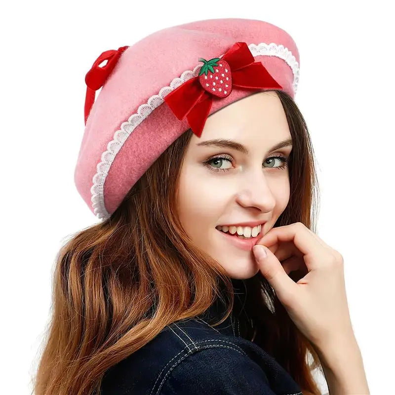 Kawaii Pink Strawberry Beret Hat – Kore Kawaii Kawaii Pink Strawberry Beret Hat – Kore Kawaii