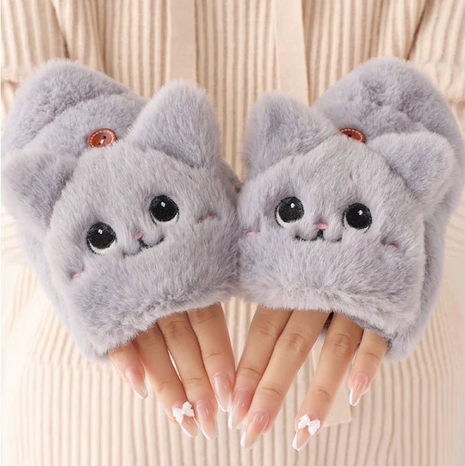 Kawaii Cat Plush Mittens