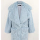 Light blue faux fur coat on a white background