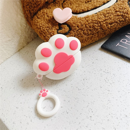 Kawaii White Cat Paw Airpods Case