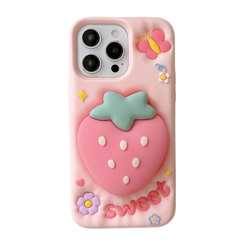 Rear view of Kawaii Sweet Strawberry Butterfly iPhone Case
