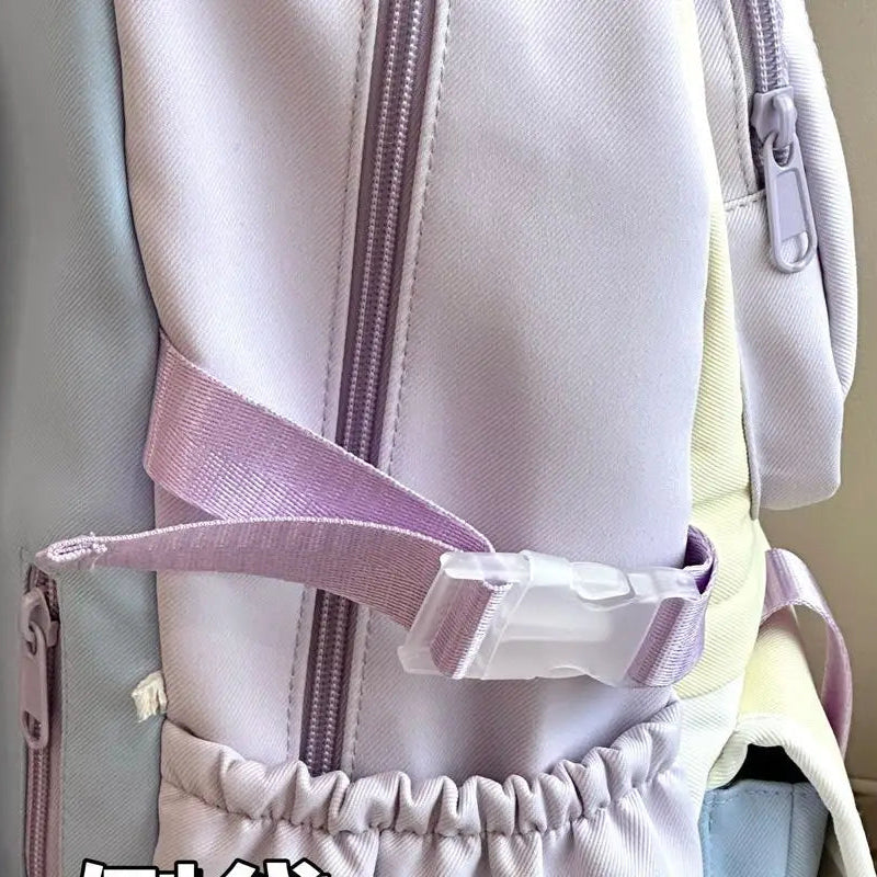 beary cute backpack with bear ears is being shown from the side to show the small storage pocket