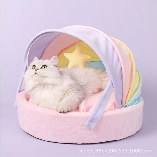 Pastel Rainbow Cat Bed