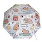 close up of kawaii capybara umbrella open on white background