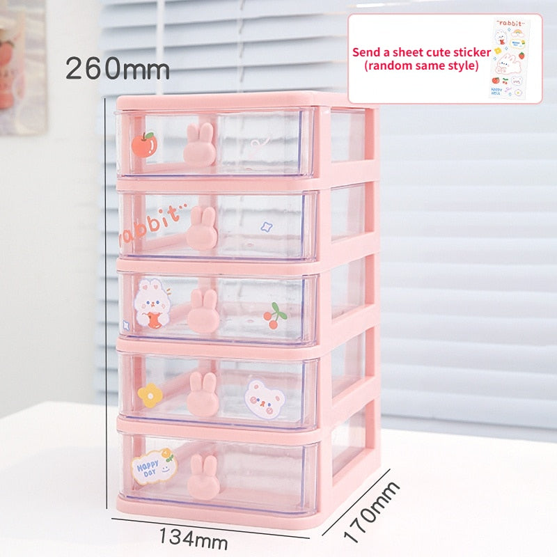 Kawaii Desktop Storage Box Organizer With Five Drawers