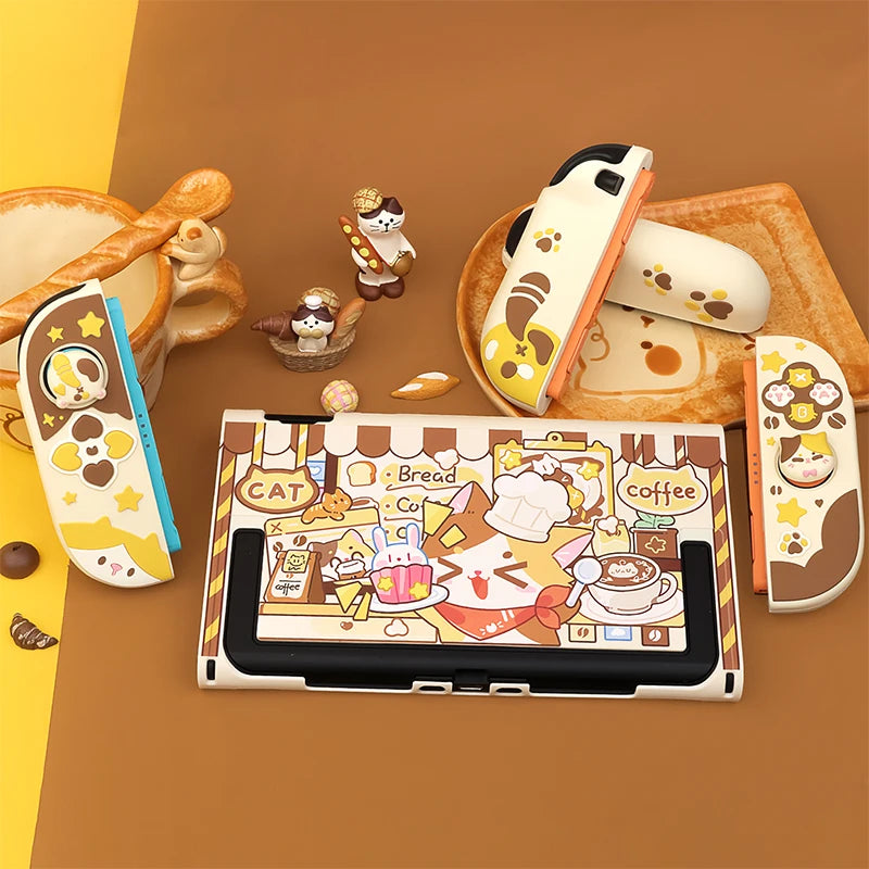 Kawaii Nintendo Switch Case with Cat Cafe Design