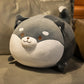 chubby dark grey and white pink shiba inu plush toy