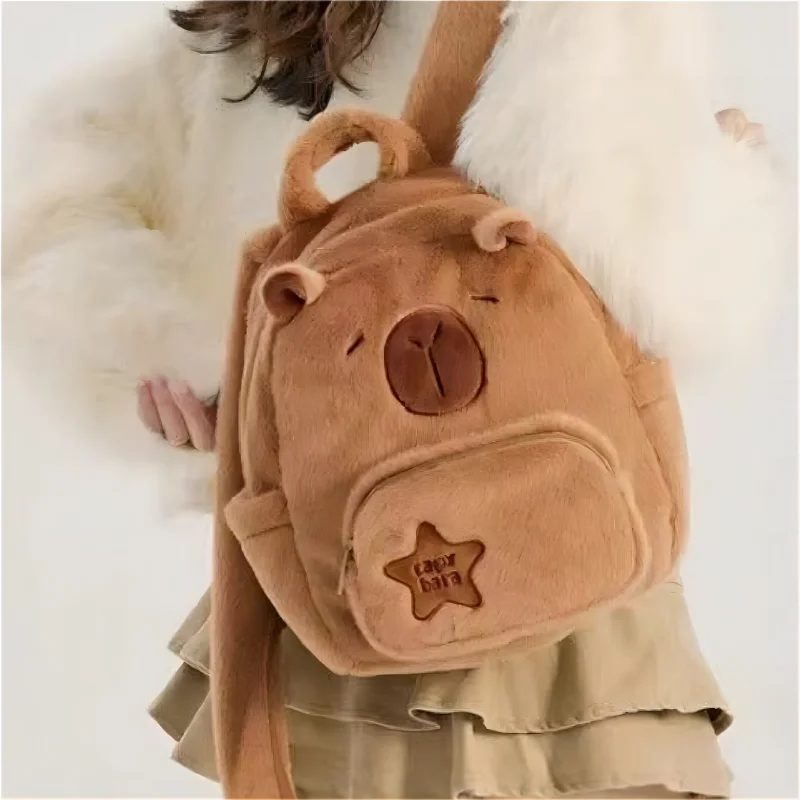 fluffy mini backpack Small Capybara Plush Backpack