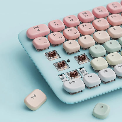 Pastel Pink & Green Wireless Keyboard