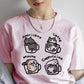 Kawaii Coffee & Cats T-Shirt front view Pink