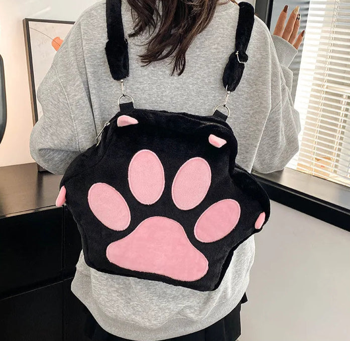 Kawaii Plush Paw Backpack