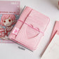 Pink Blue Fabric mini album with heart cut out