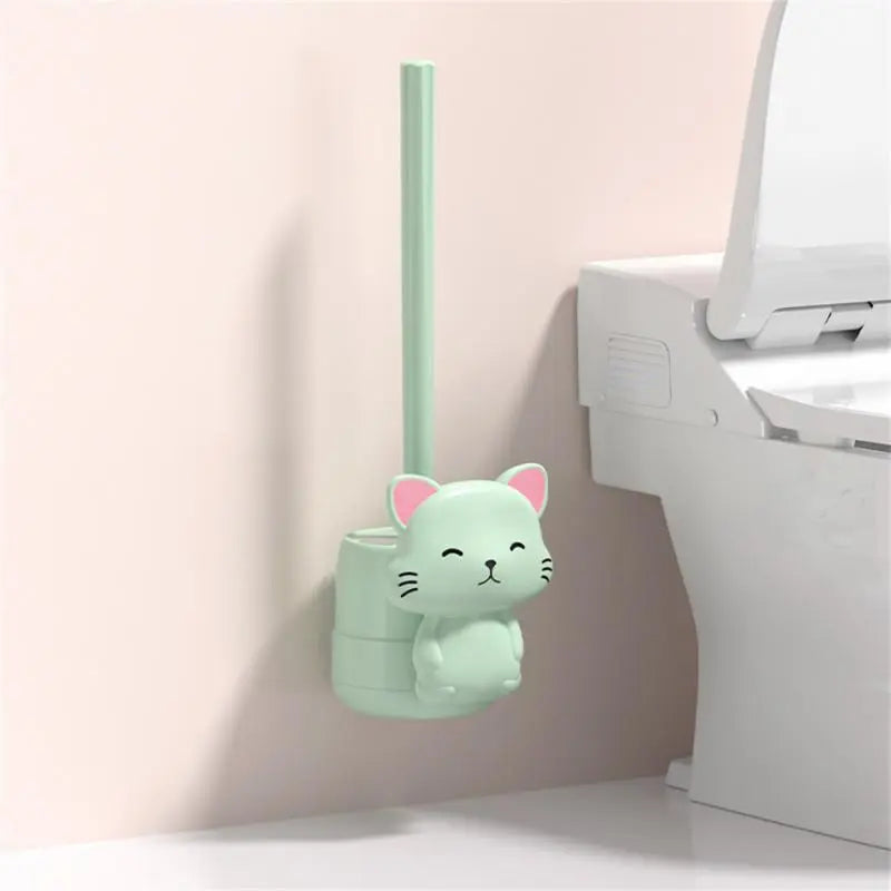 Kawaii Cat Toilet Brush in Green