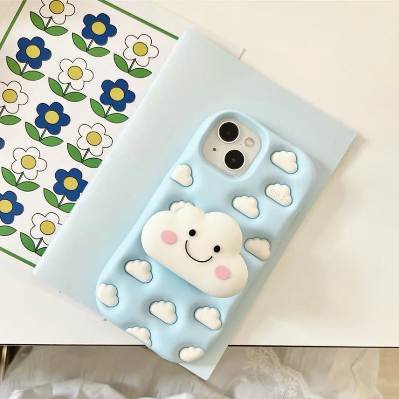 Kawaii iPhone case with cloud shaped phone grip