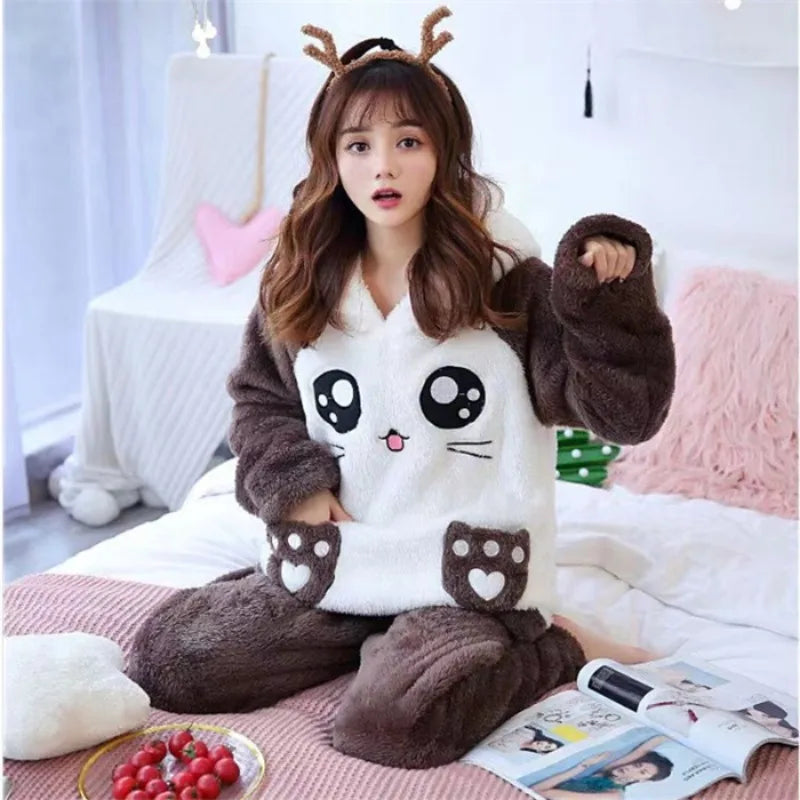 Kawaii Hamster Hoodie Fleece Pajamas