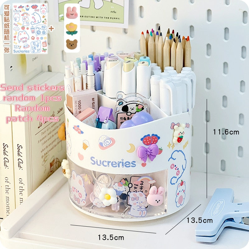 Kawaii Rotating Pen Holder in White