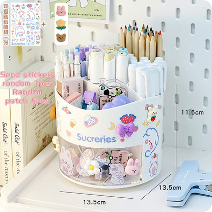 Kawaii Rotating Pen Holder in White