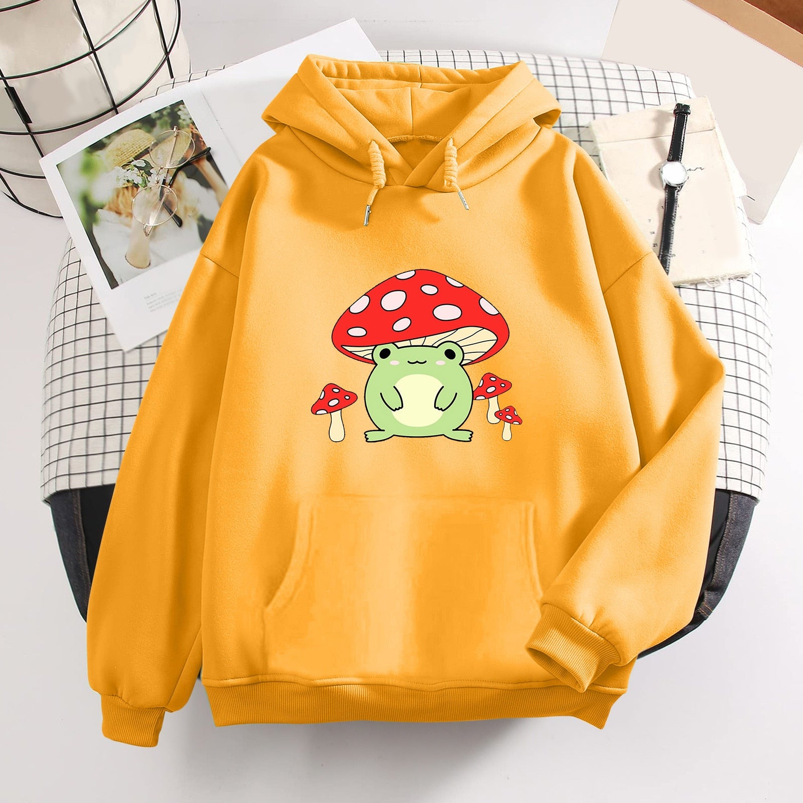 Women Cute Frog Sweatshirt Kawaii Mushroom Hoodie For Teen Girls