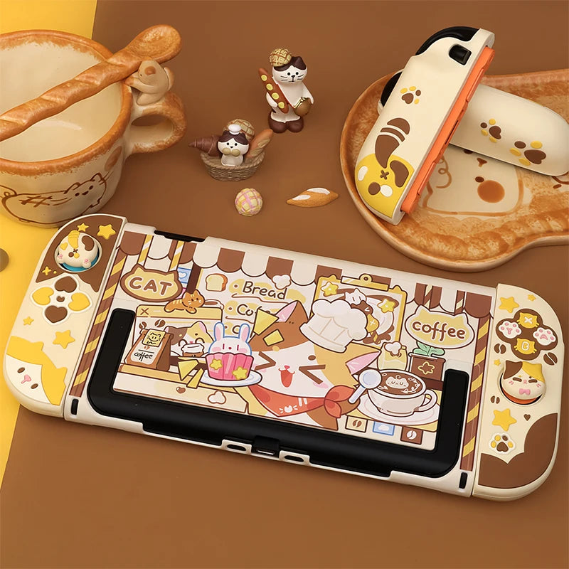 Kawaii Nintendo Switch Case with Cat Cafe Design