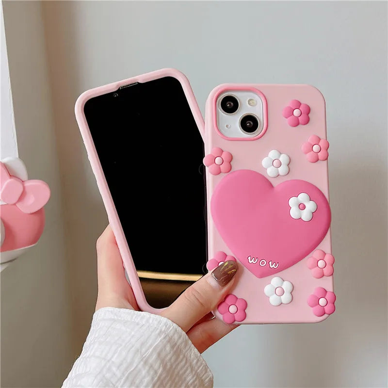 Kawaii Sakura Heart iPhone Case