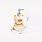 Kawaii Cat-shaped soap dispenser with dimensions on a white background