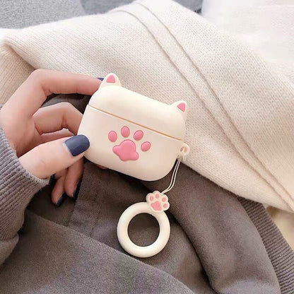 Kawaii White Cat Paw Airpods Case