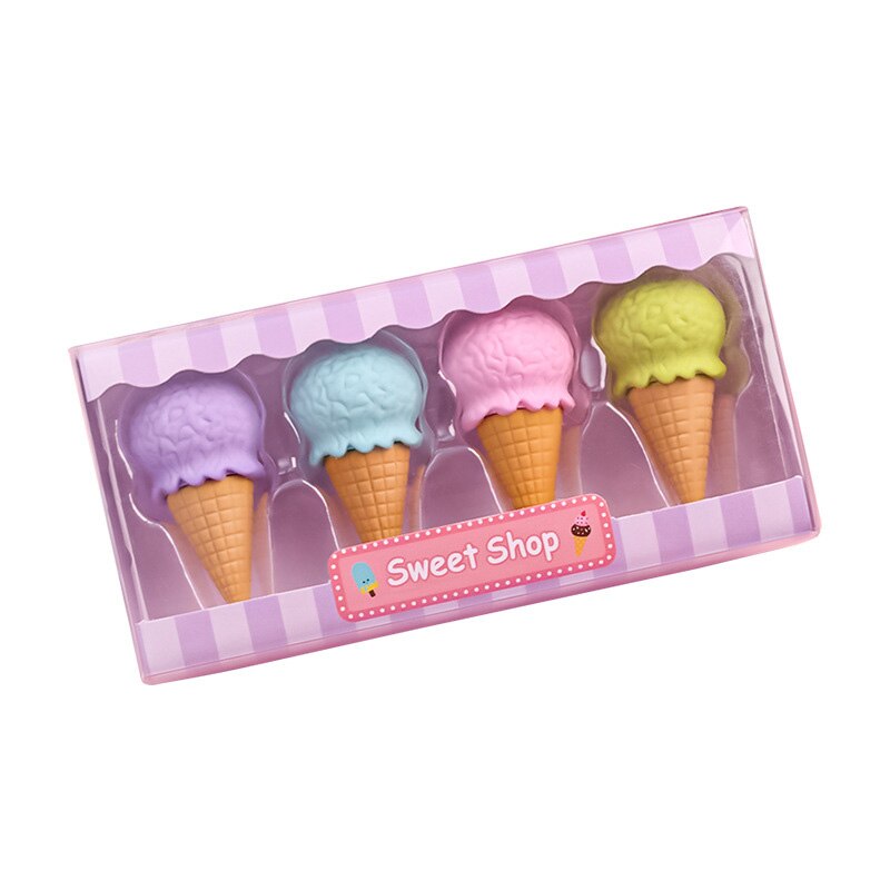 Kawaii Yummy Ice Cream Erasers Set