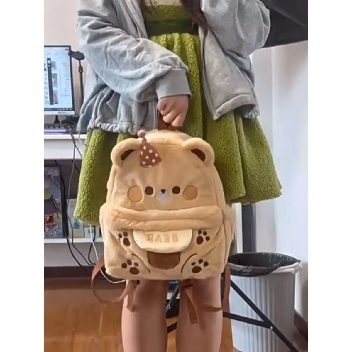 Sweet Plush Brown Bear Backpack
