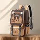 Brown backpack with Capybara illustrations on a beige background