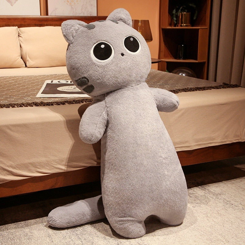 Kawaii Grey Cat Plush Body Pillow