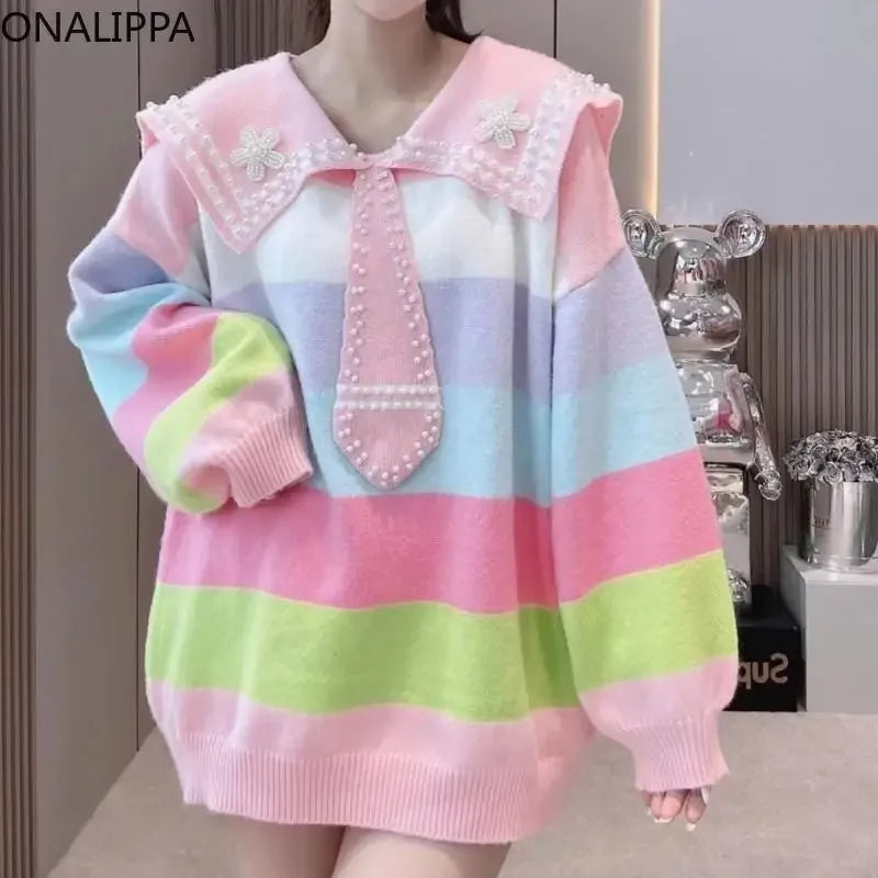Oversized pastel rainbow sweater hotsell