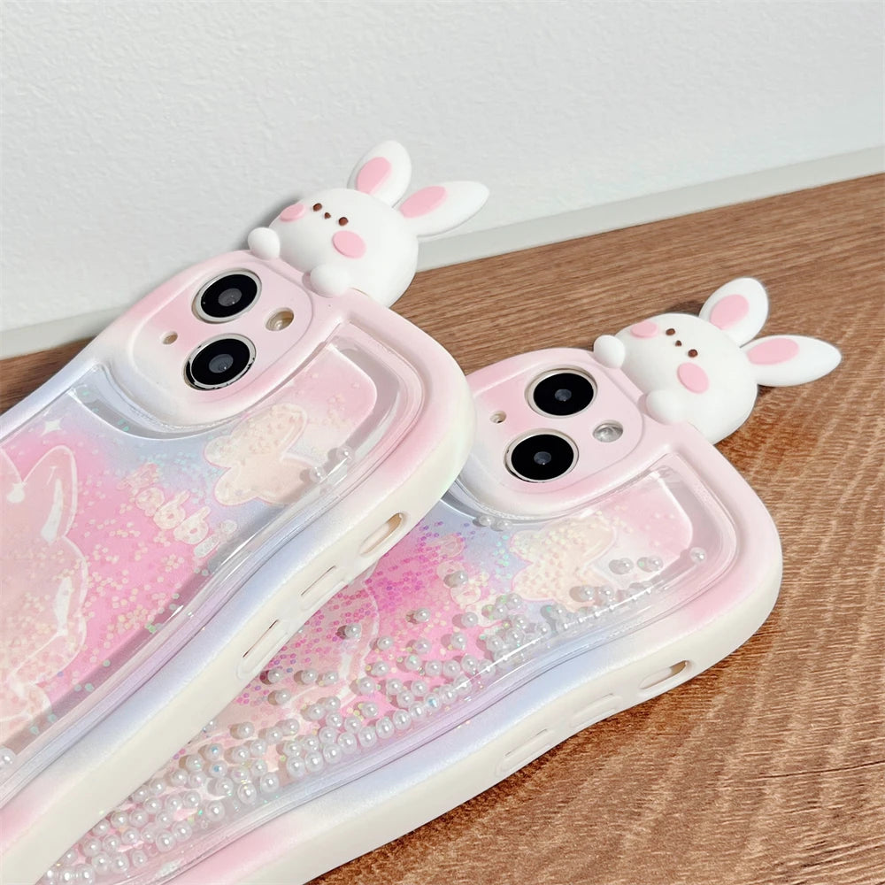 Pink Bunny Pearl Quicksand Case