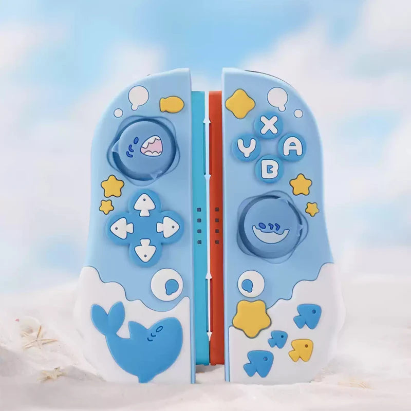 Two bllue Nintendo Switch controller covers