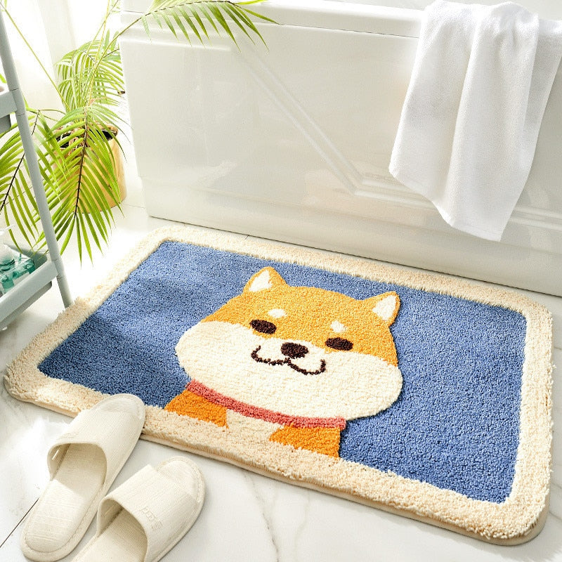 Kawaii Shiba Inu Bathroom Doormats