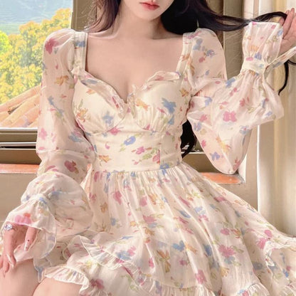 Kawaii Floral Chiffon Dress