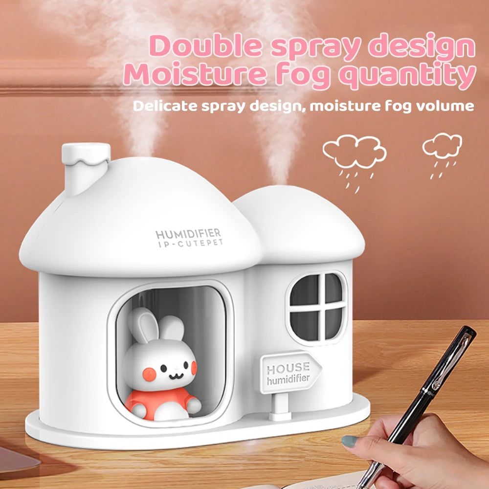 Kawaii Bunny House Humidifier Night Light