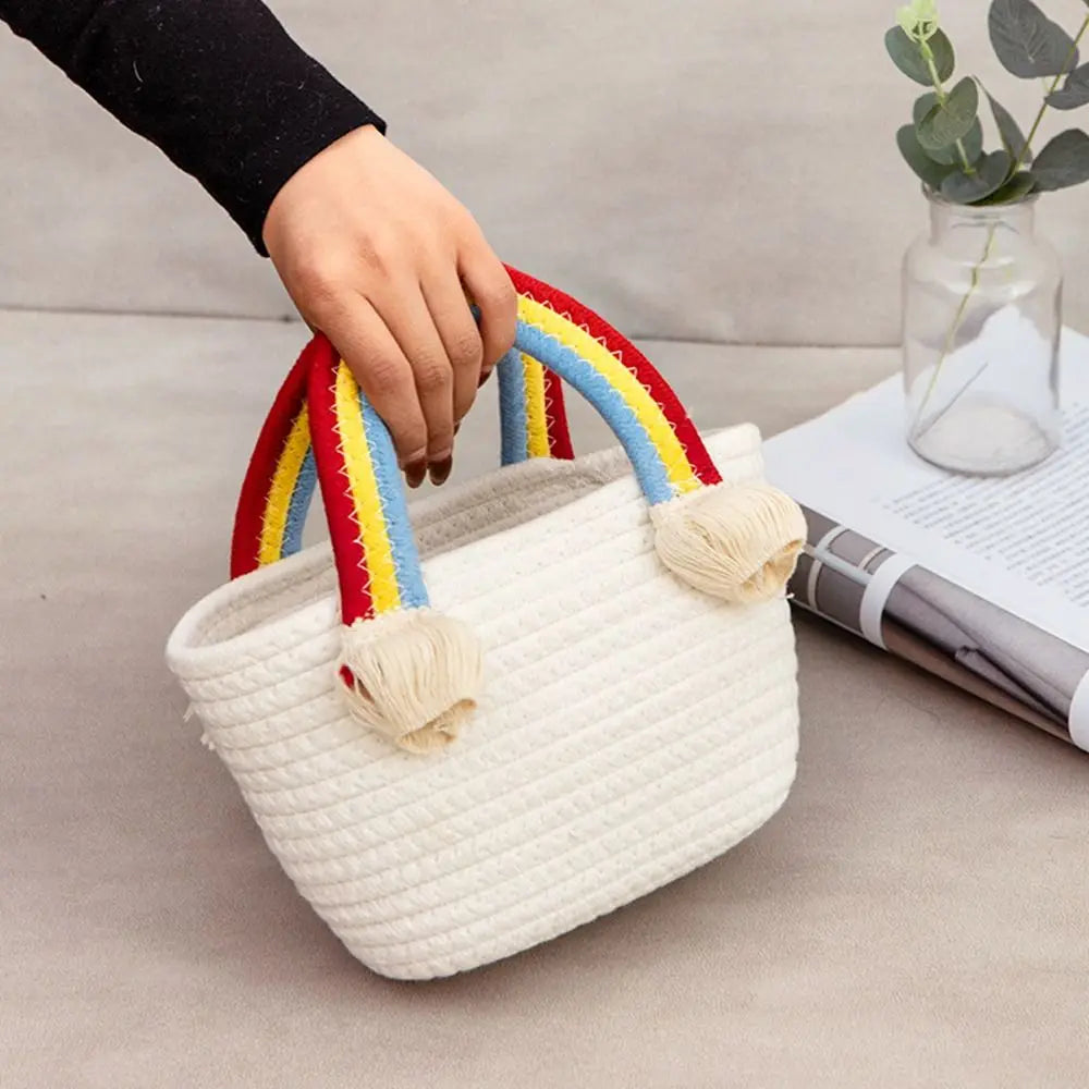 Rainbow Handle Tote Handbag