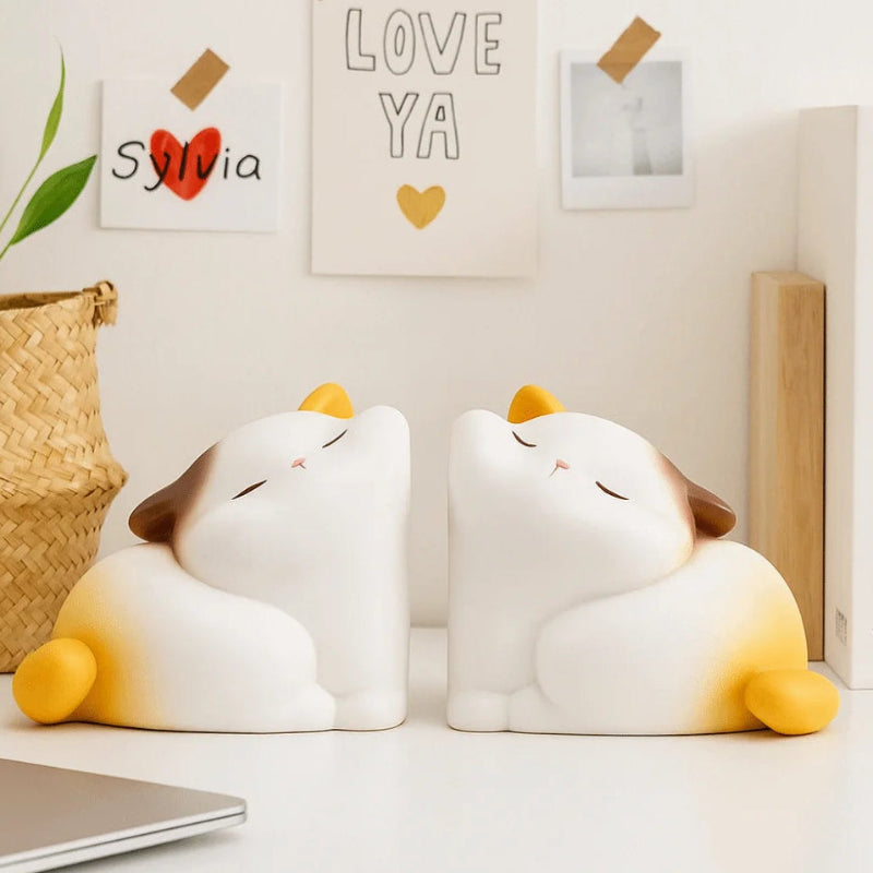 Kawaii Cutie Cats Bookends on a desk