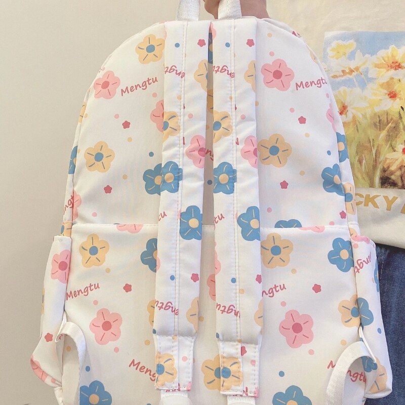 Back View of Kawaii Floral Backpack