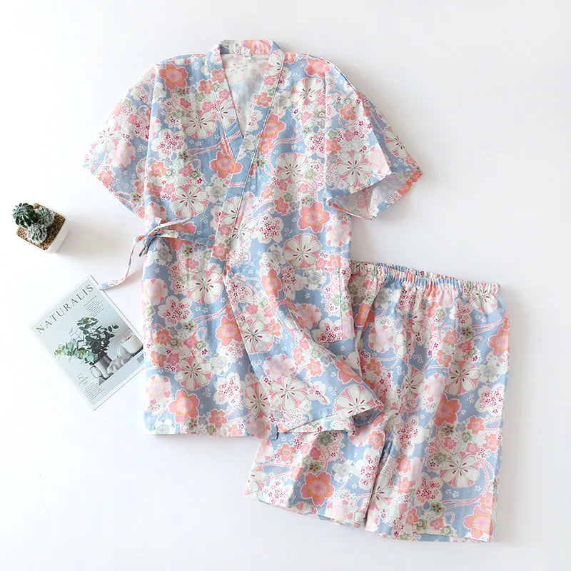 Floral pajama set on a white background