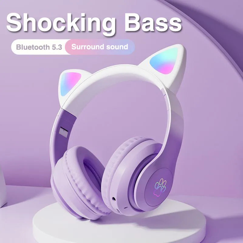 Cat Ears Gaming Headset with LED Lights