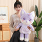 Kawaii Cherry Blossom Fox Plushie in Purple