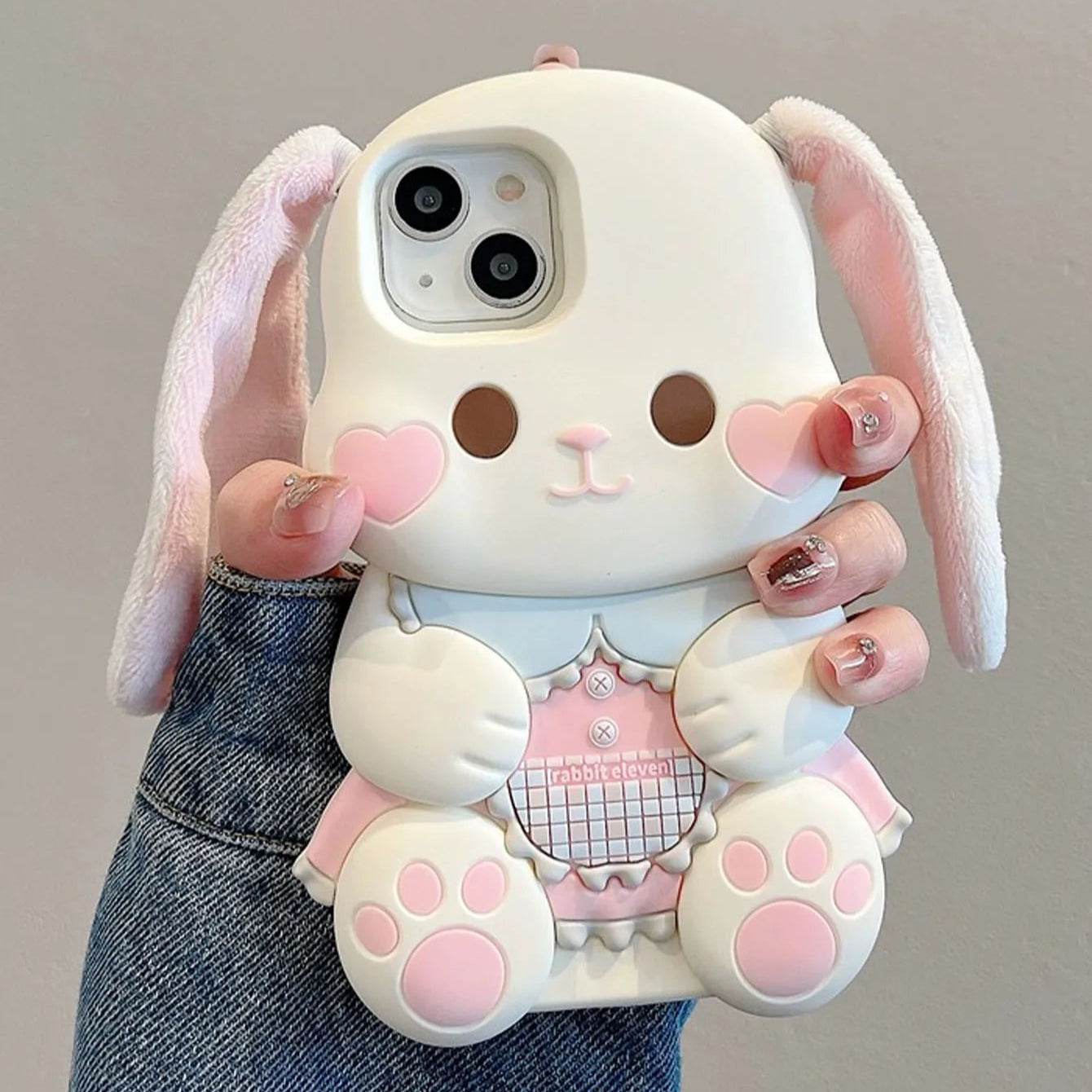 Kawaii Plush Ears Bunny iPhone Case