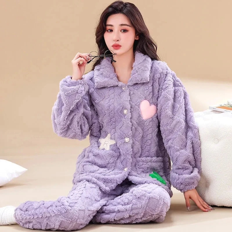 Cozy Purple Fleece Pajamas