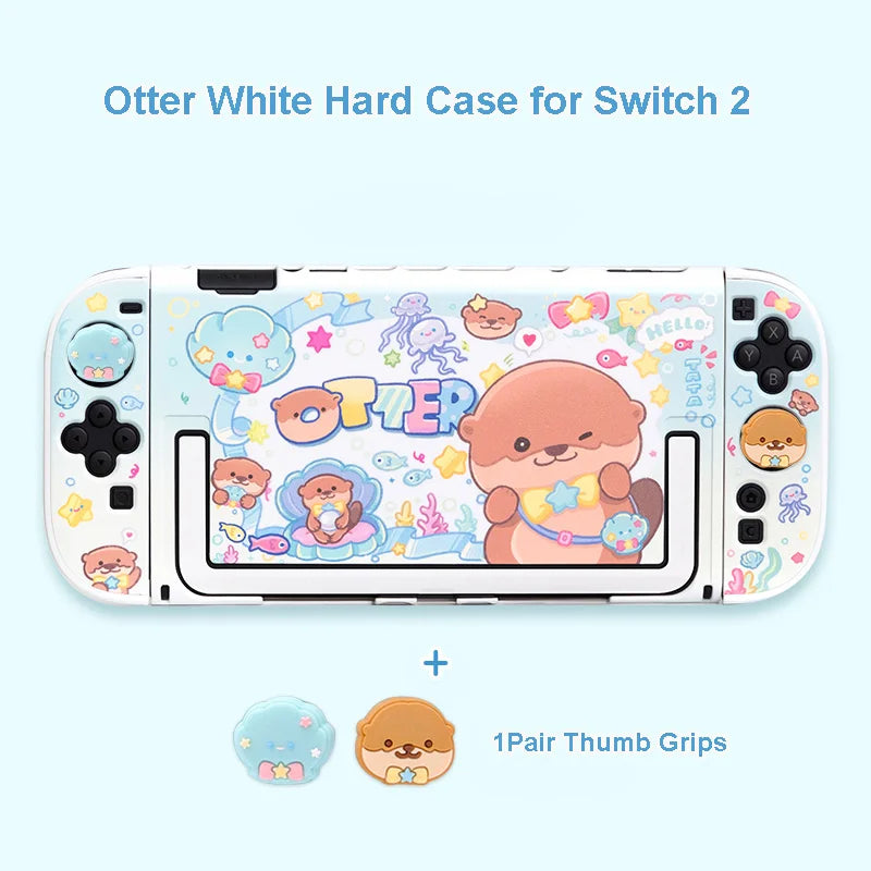 Gaming console with 'Otter White' hard case featuring cartoon otters on a light blue background.