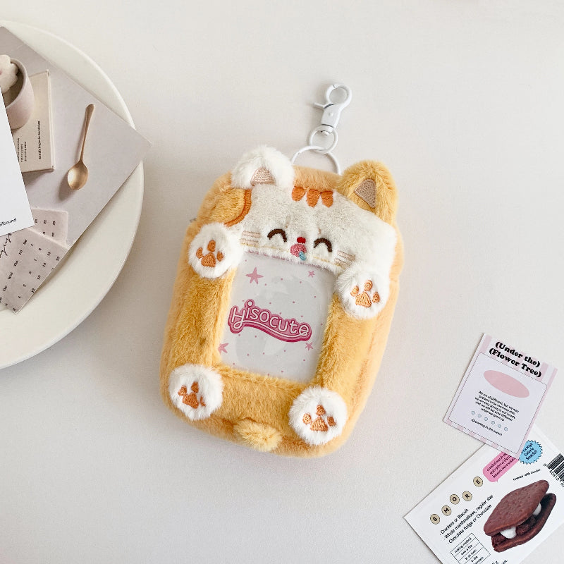 Kawaii Orange and White Cat Photocard Pouch Keychain