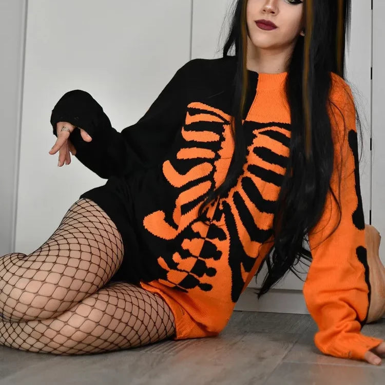 Orange & Black Skeleton Sweater